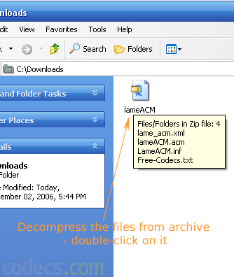 Double-click on archive