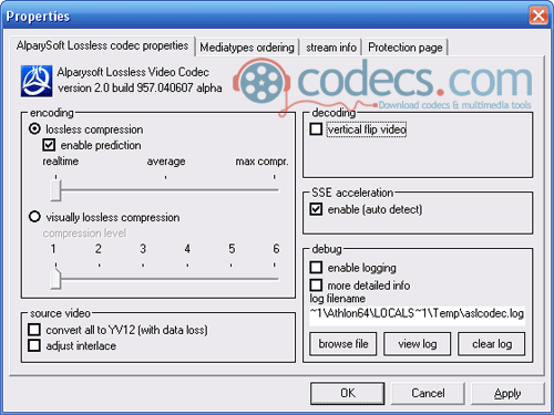Alparysoft Lossless Video Codec 2.0 screenshot