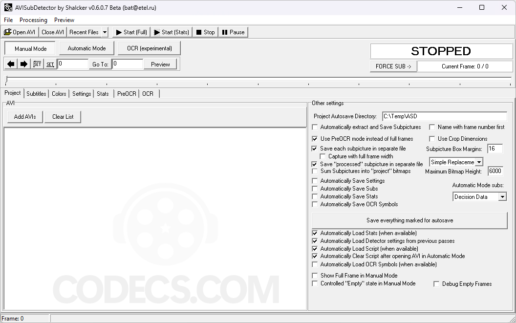 AviSubDetector 0.6.0.7 beta screenshot
