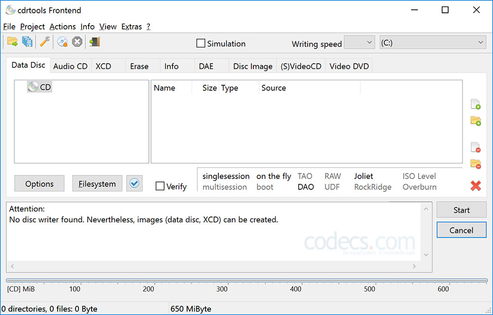 cdrtfe 1.5 screenshot