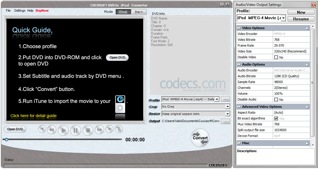 Cucusoft DVD to iPod Converter 8.08 screenshot