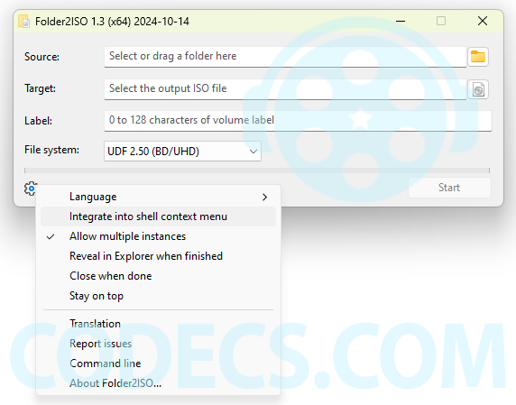 Folder2Iso 1.7 screenshot