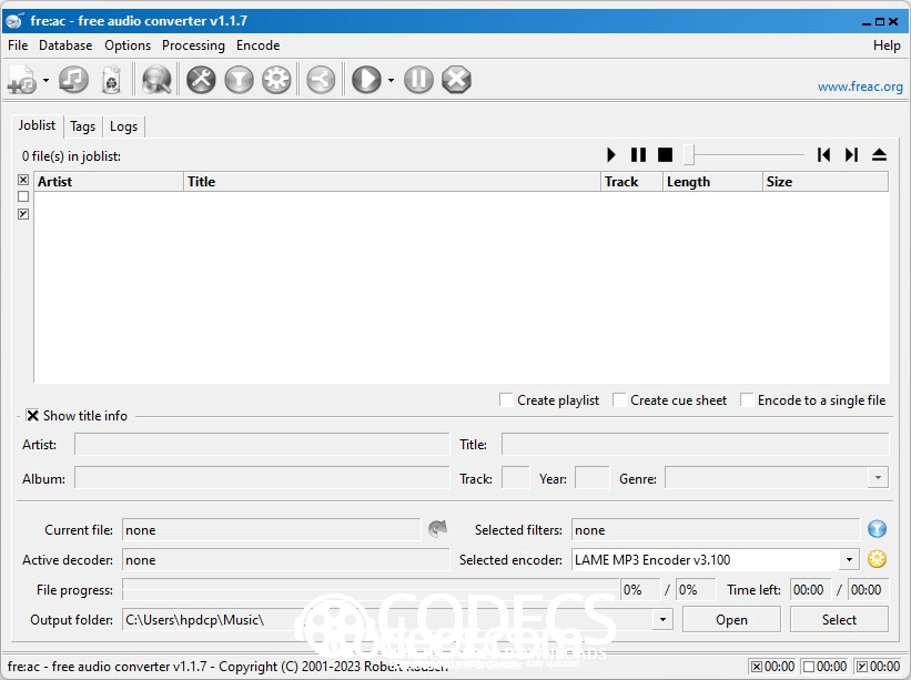fre:ac 1.0.21 beta screenshot