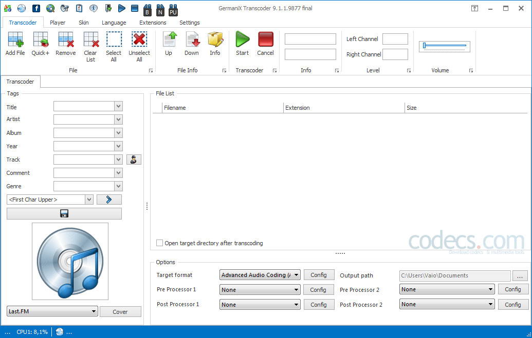 GermaniX Transcoder 8.8.6.1 screenshot
