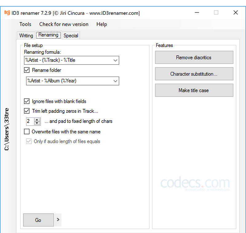 ID3 renamer 5.4 screenshot