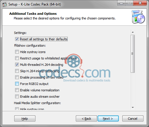 K-lite Codec Pack 64-bit Windows 7 -  8