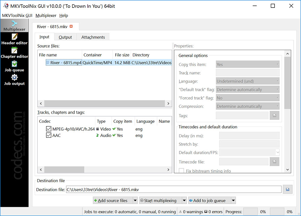 MKVToolnix 6.2 screenshot