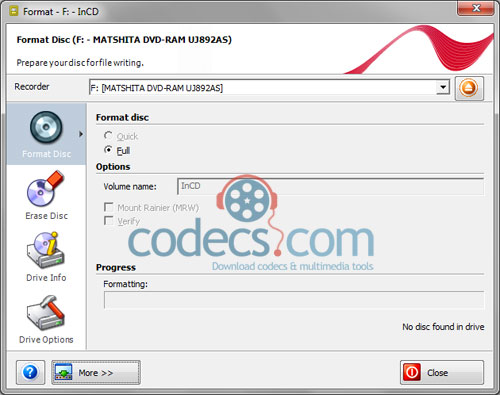 Nero InCD 6.6.5.100 screenshot