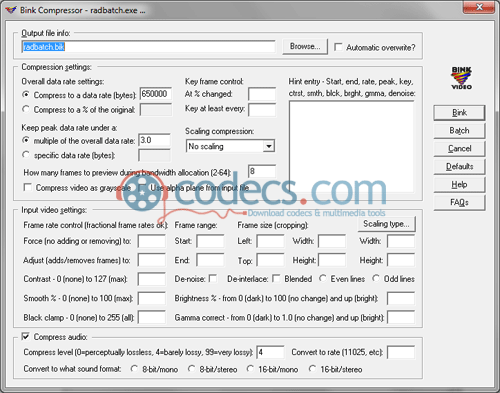 RAD Video Tools (featuring Bink 1.99n) screenshot