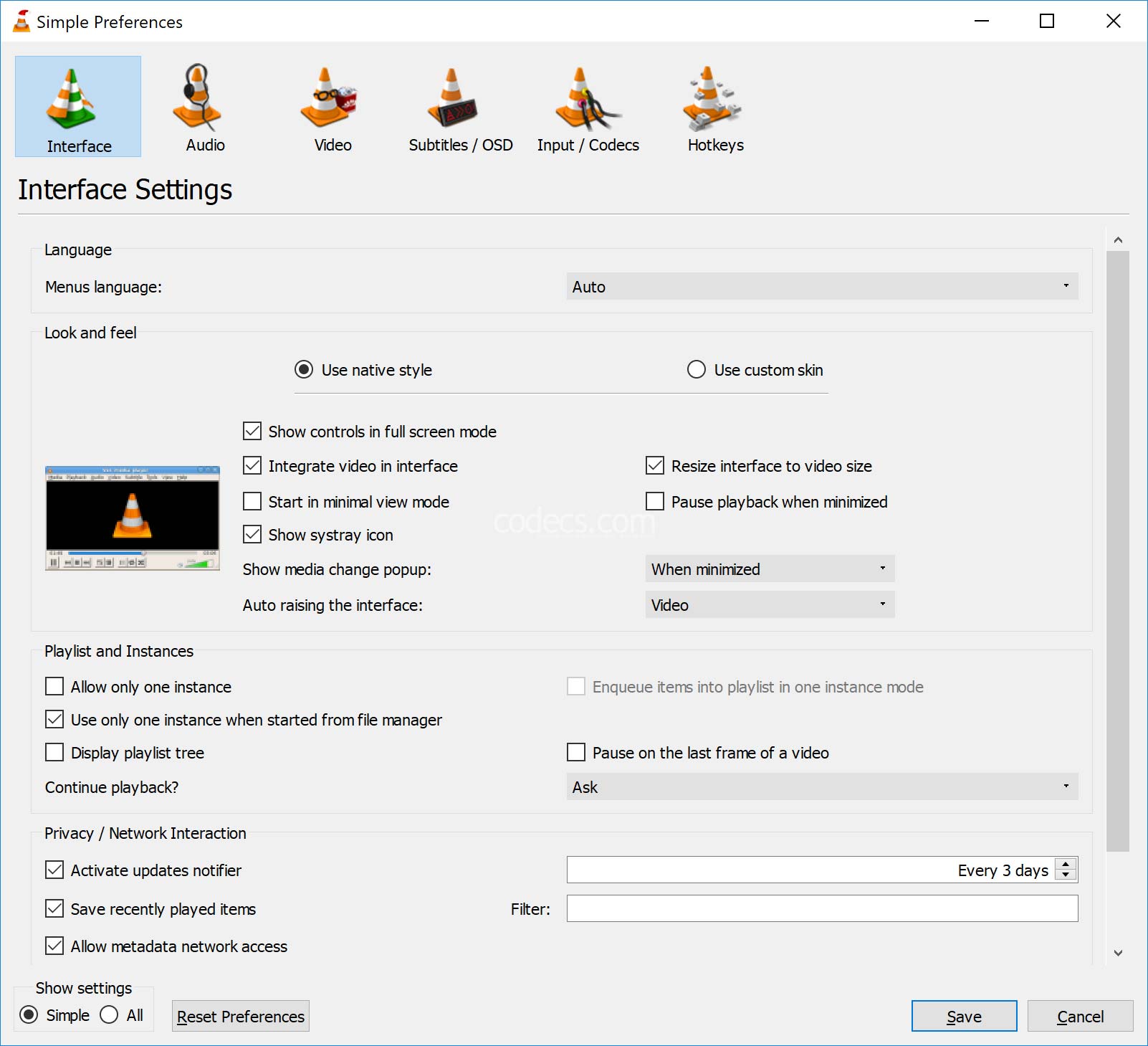 VLC Media Player 2.0.3 screenshot