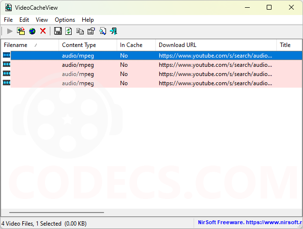 VideoCacheView 2.21 screenshot