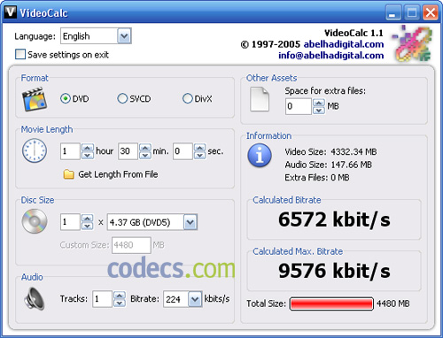 VideoCalc 1.1 screenshot