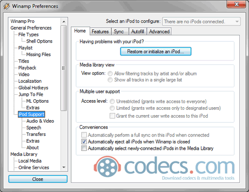Winamp iPod Plugin 3.10 screenshot