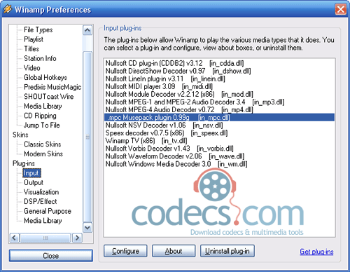Winamp MPC Plugin 1.0 beta screenshot