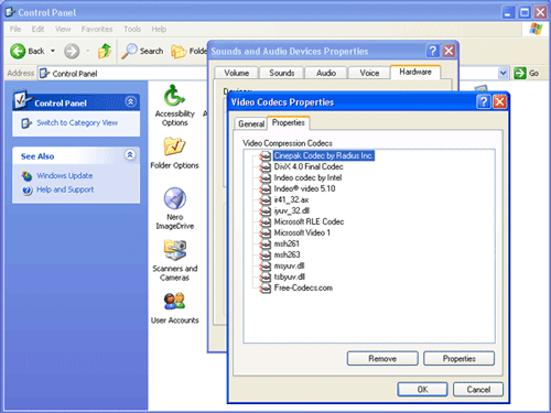 Checking Installed VIDEO and AUDIO Codecs In Windows XP