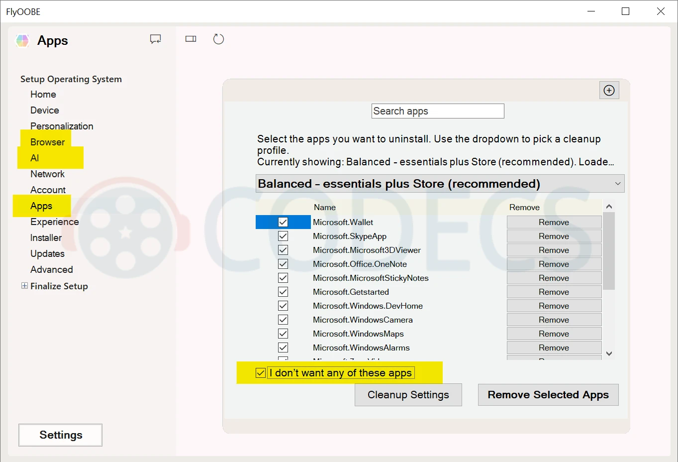 FlyOOBE - Remove Bloatware
