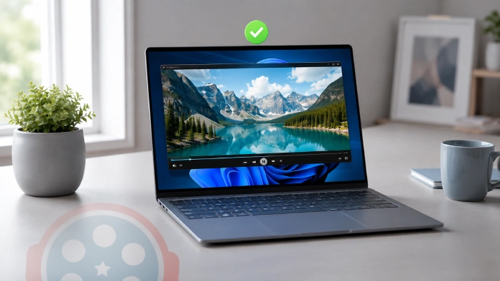HEVC video playing correctly on a Windows 11 laptop after installing the free H.265 codec