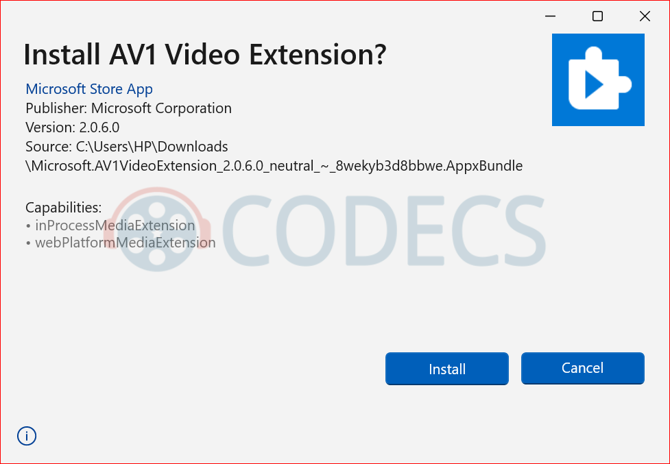 Install the Official AV1 Extension