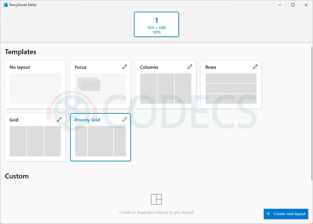 PowerToys FancyZones custom window layouts
