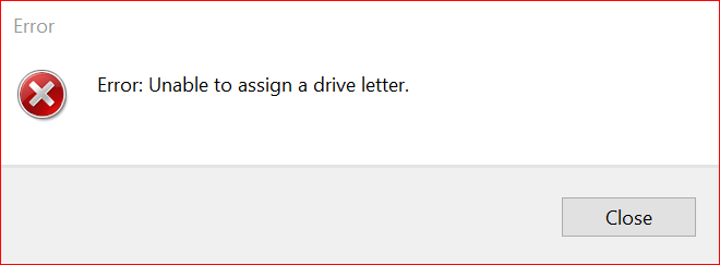Rufus: Error: Unable to assign a drive letter