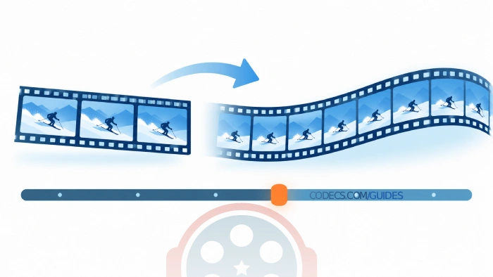 A low capture frame rate shown as separated frames next to a high one shown as a smooth ribbon