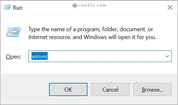The Windows Run box with winver typed in the Open field, ready to show your Windows 11 version