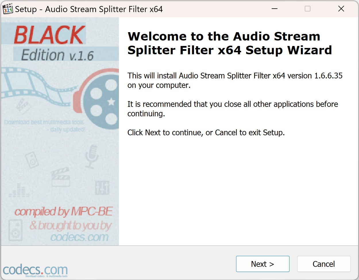 Audio Stream Splitter Filter 1.6.5.109 screenshot