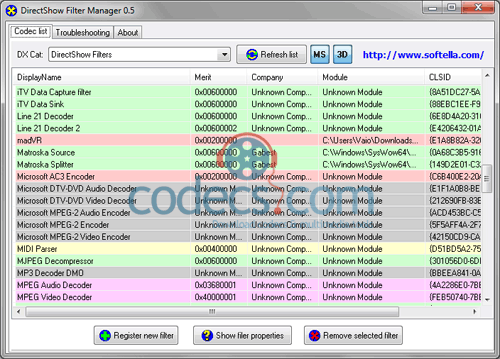 DirectShow Filter Manager 0.5 screenshot