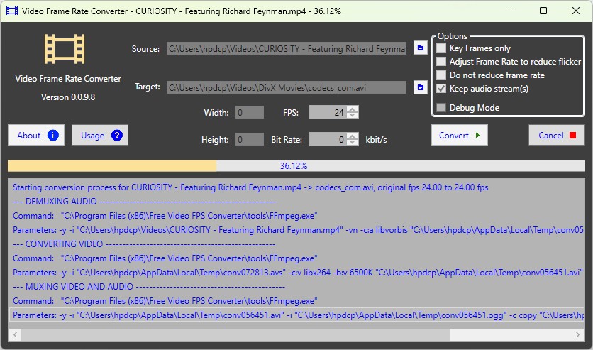 Free Video FPS Converter 0.9.8 screenshot