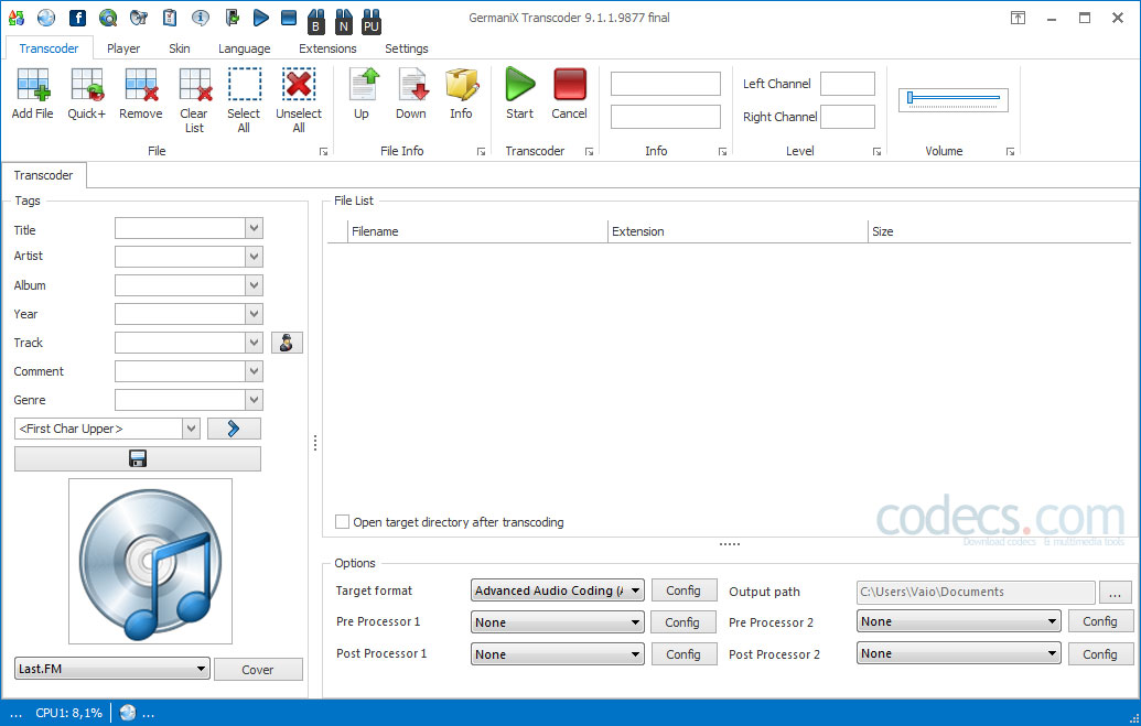 GermaniX Transcoder 9.2.1 screenshot