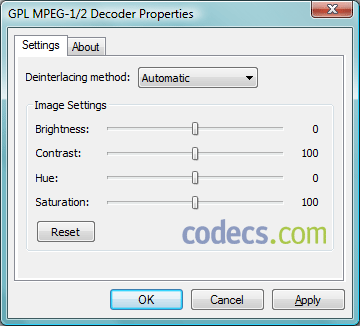 GPL MPEG-1/2 DirectShow Decoder Filter 0.1.2 screenshot