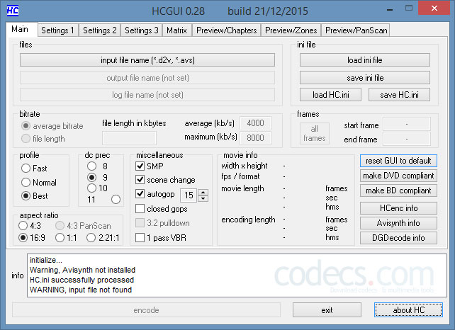 HC encoder 0.28 screenshot