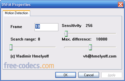Motion Detect filter screenshot