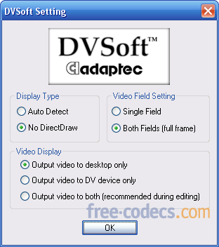 Adaptec DVSoft codec 1.11 screenshot