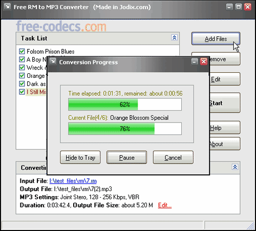 Free RM to MP3 Converter 1.12 screenshot