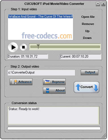 Cucusoft iPod Video Converter + DVD to iPod Converter Suite 8.16 screenshot