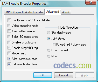 LAME DirectShow Filter 3.99.5 screenshot