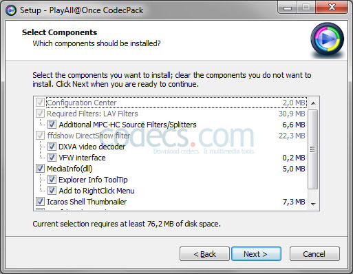 PlayAll@Once Codec Pack 1.9.9 screenshot