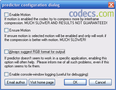 Motion Codecs : Predictor and Mhuffyuv codec screenshot