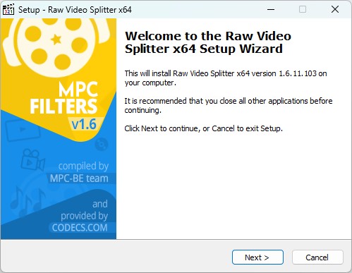 MPC Raw Video Splitter 1.6.11.105 screenshot