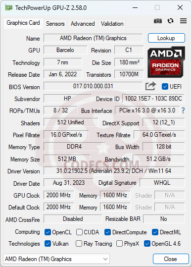 GPU-Z 2.65.1 screenshot
