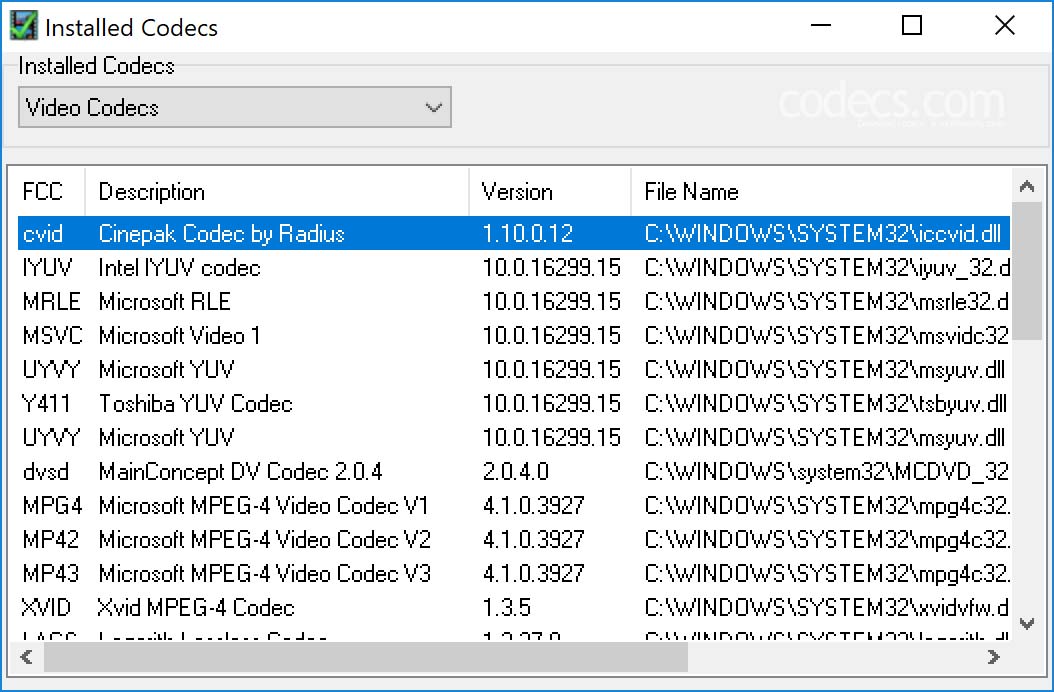 video codec inspector