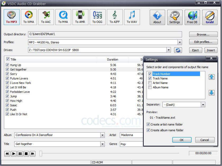 VSDC Free Audio CD Grabber 1.4.5 screenshot