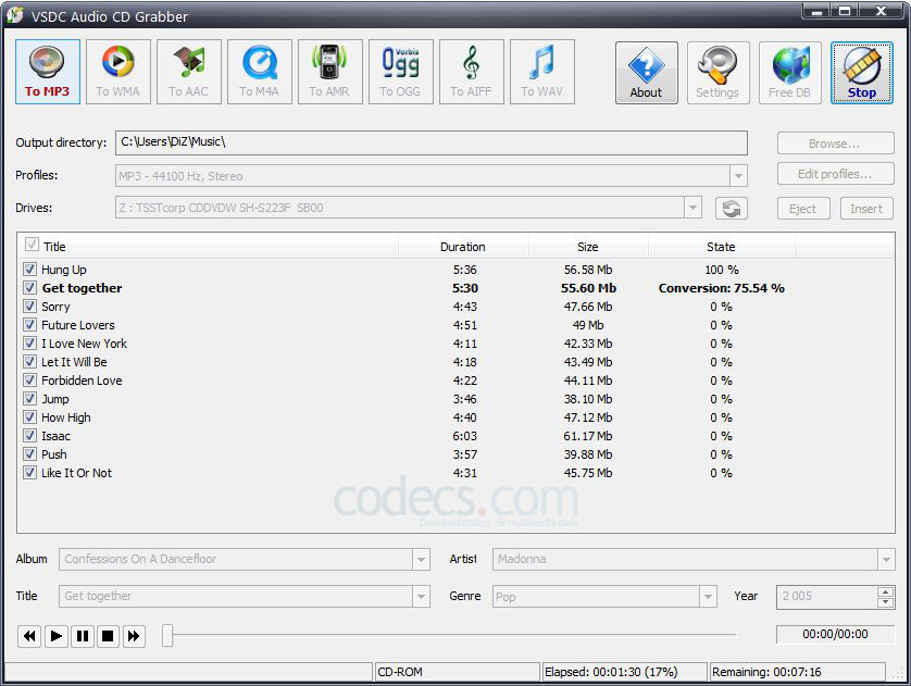 VSDC Free Audio CD Grabber 1.4.5 screenshot