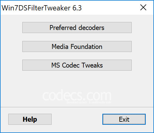 Win7DSFilterTweaker 6.4 screenshot