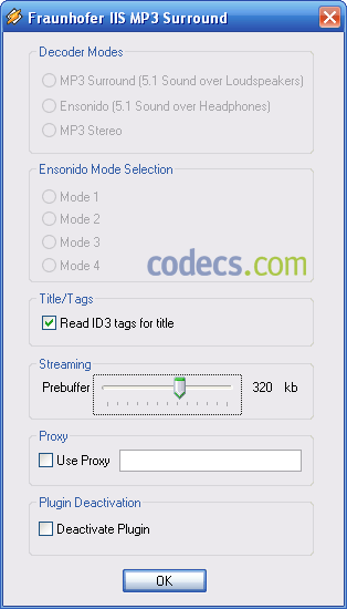 Winamp Plugin Fraunhofer IIS MP3 Surround 2.1.1 screenshot