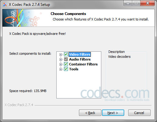 X Codec Pack 2.7.4 screenshot