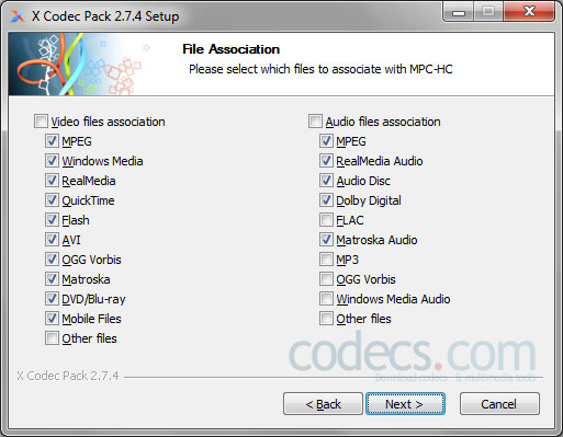 X Codec Pack 2.7.4 screenshot