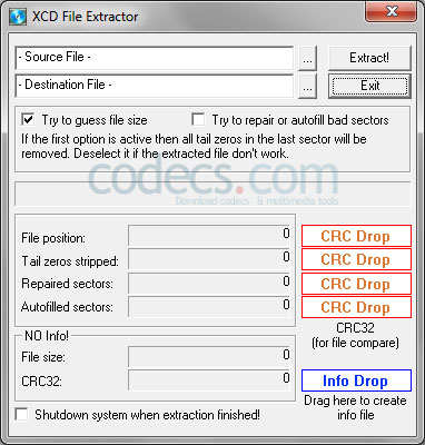 XCDextractor 1.0 screenshot