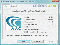 CoreAAC Directshow Filter 1.2.0.575 rev3 screenshots